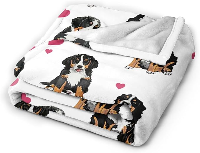 Bernese Mountain Dog Blanket Bernese Mountain Dog Gifts and Decor Cute Dog Throw Blanket Dog Blanket for Girls Women Kids Adults Soft Warm Cozy Fleece Blanket for Couch Sofa Bed 50"x40"
