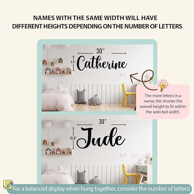 Personalized Wooden Name Sign for Nursery - Custom Name Signs for Kids Room, Personalized Nursery Name Sign - Perfect Baby Room Decoration, Wall Name Decoration & Wedding signs, Family Name Signs