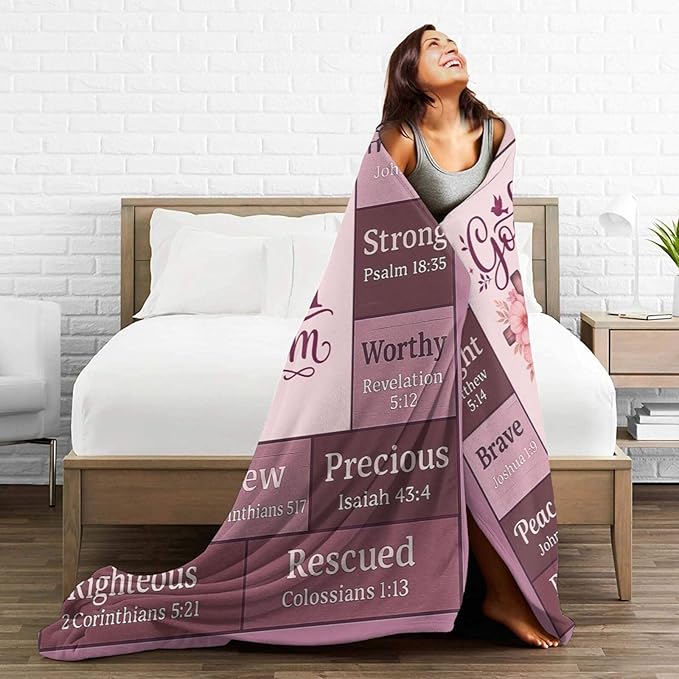 God Says I Am Christian Bible Verse Throw Blanket Religious Inspirational Soft Cozy Fleece Fuzzy Plush Warm Stuff Bedding Blankets Gifts for Boys Girls Kids Adult Men Women 50"X60"