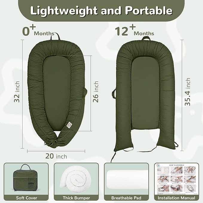 Baby Lounger, Infant Lounger for Newborn,Portable Baby Nest Cover Breathable & Soft, Newborn Essentials