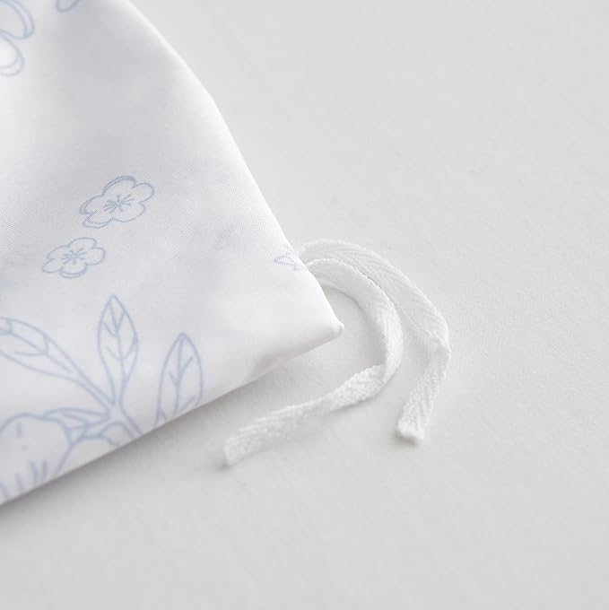 Blue Floral Duvet Cover Queen White Floral Bedding Set 3 Pieces Soft Breathable Spring Botanical Garden Aesthetic Cottagecore Reversible Comforter Cover with Zipper Closure and 2 Pillowcases