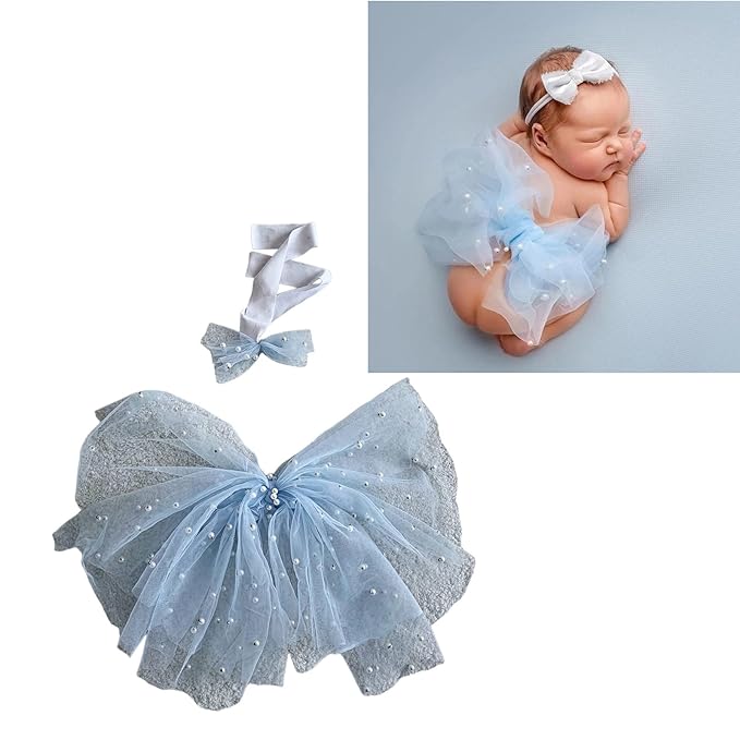 Baby Photo Props Beaded Headband Bowknot Wing PhotoPosing Props Newborn Photography Accessories 2PCS Newborn Girl