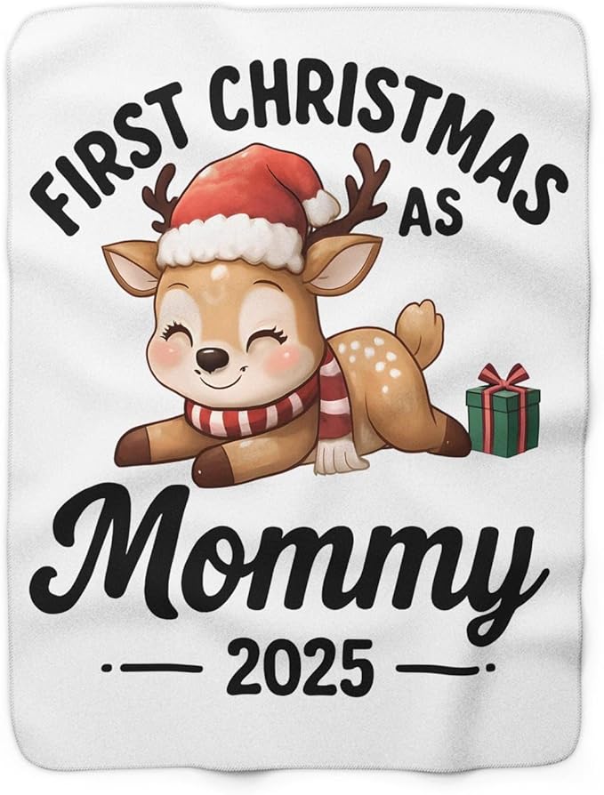 Personalized Baby's First Christmas Blanket, Custom Mommy Baby Name Christmas Blanket, Soft Fleece Or Sherpa Throw, Baby Shower, Made in USA
