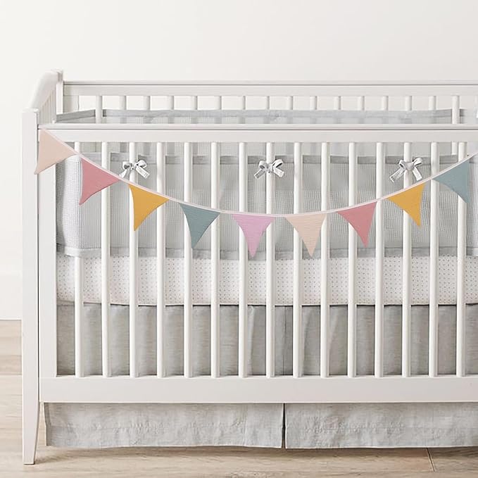 Pennant Banner Flags,Infant and toddler room decoration pennant,for Nursery Decor Baby Birthday Boho Wedding Shower Party Event (Color Purple Banner)