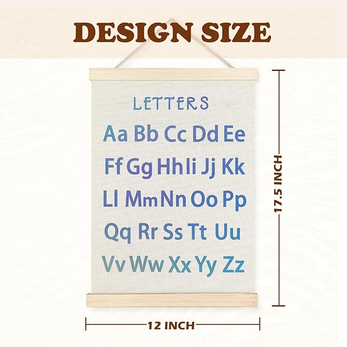 Supwhd Classroom Wall Decor, Numbers and Alphabet Educational Wall Art Poster, Alphabet ABC Numbers from 1 to 20 Poster Wall Decor for Toddler Kids Room Playroom Classroom, 12x16 Set of 2（Blue）