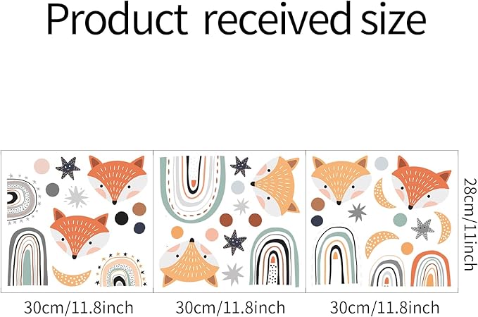 ROFARSO Colorful Cute Fox and Rainbow Wall Sticker for Kid Removable Animal Dot Star Wall Decal DIY Decoration for Nursery Baby Bedroom Playroom Living Room Gaming Room