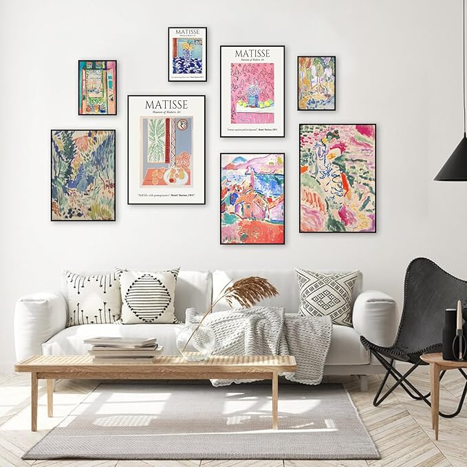 uniro Matisse Wall Art Prints, Matisse Eclectic Wall Decor, Henri Matisse Exhibition Posters for Room Aesthetic, Minimalist Abstract Vintage Gallery Canvas Paintings, Maximalist Eclectic Home Decor