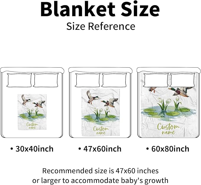 Personalized Baby Blanket with Name – Duck Theme Soft Receiving Blanket for Newborn Boys, Custom, Rustic Nursery Decor for Toddlers