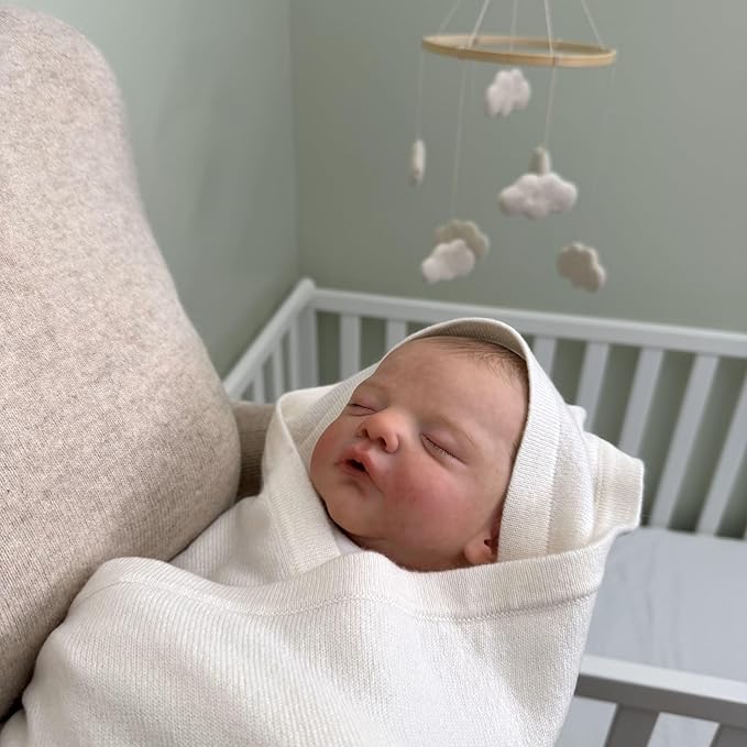 Jet&Bo BABY 100% Cashmere Receiving Blanket with Hood in Cream - Unisex, 30” x 30” - Ultra Soft, Hypoallergenic & Temperature Regulating – Gift Box and Card Included