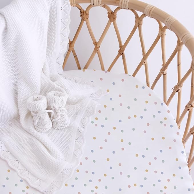 Little Grape Land Bassinet Sheets for Baby Boys Girls 3 Pack, 33" x 18" Extra Soft Breathable Fitted Bassinet Sheets, Bedside Sheets Fit for Oval Rectangle and Hourglass Bassinet Mattress (Bunny)