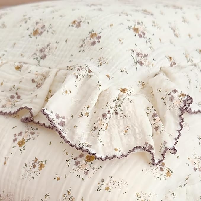 BuLuTu Floral Toddler Pillow Cases Cotton Muslin Cotton Pillowcases for Girls Nursery Pillow, Kids Pillow Cover for Crib/Toddler Bed, Envelope Closure,1 Piece, Crapemyrtle Pattern, 14"x20"