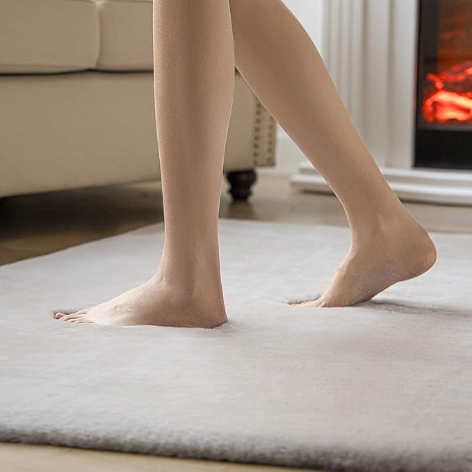 Ashler Faux Fur Rug, Ultra Soft Faux Rabbit Fur, Grey Area Rugs, 5 x 7 Feet Rectangle, Machine Washable Nursery Decor Throw Rugs for Bedroom, Kids Room, Living Room