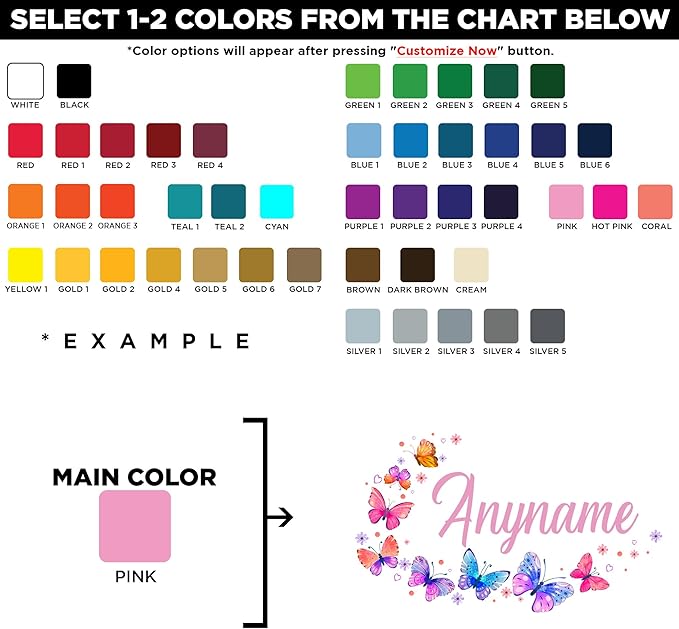 Custom Nursery Room Wall Personalized Girl Name with Butterfly Stickers Wall Decal Cute Decals and Stickers for Nursery, Room Decor, Peel & Stick Name Decals for Walls