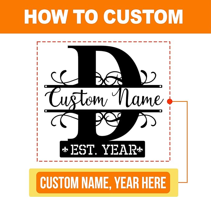 Custom Faily Name Sign, Split Letter Monogram Wall Decor, Porch/Room/Door Decor, Black Metal Art, Personalized Anniversary/Wedding/Bridal Shower Gifts for Couples, House Warming Gifts New Home