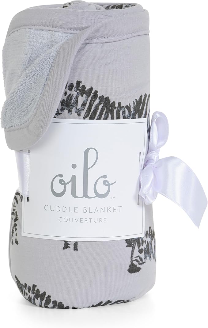 Oilo Baby Blanket, Luxury Soft Plush Backing & 100% Turkish Cotton Jersey Print, Double Layered, 30" x 40", Rolled Jersey Edge Trim, Machine Washable, Perfect for Infant or Toddlers, Zebra