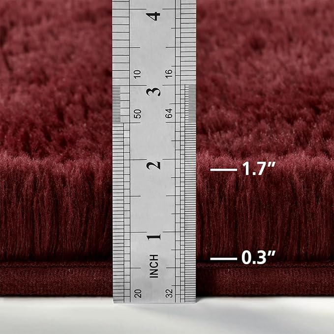 Large Shag Area Rugs 6 x 9, Plush Fuzzy Rugs for Living Room, Ultra Soft Fluffy Furry Rug for Bedroom, Indoor Carpet Nursery Rugs for Kids Room Home Decor, Burgundy