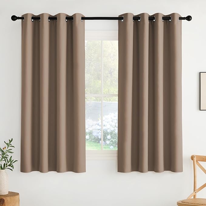 NICETOWN Cappuccino Blackout Drapes - Grommet Thermal Insulated Window Treatments for Bedroom, Yard, Office, Flat, Hall - UV Resistant, 2 Panels, W52 x L63