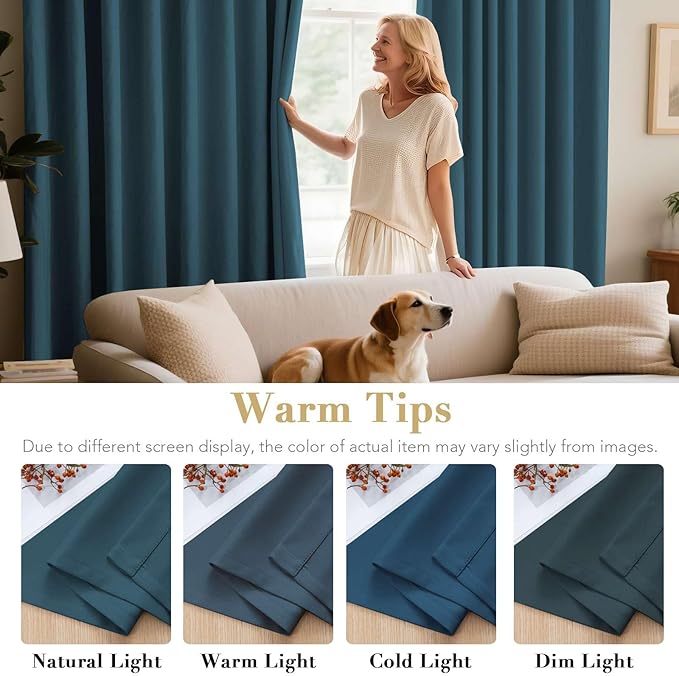 H.VERSAILTEX Premium Blackout Thermal Insulated Room Darkening Curtains for Bedroom/Living Room - Classic Grommet Top (2 Panels, Dark Teal, 52 Inch by 84 Inch)