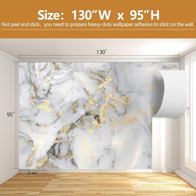 Abstract Marble Wallpaper Gold Art Textured Wall Mural Office Living Room（Not Peel and Stick）