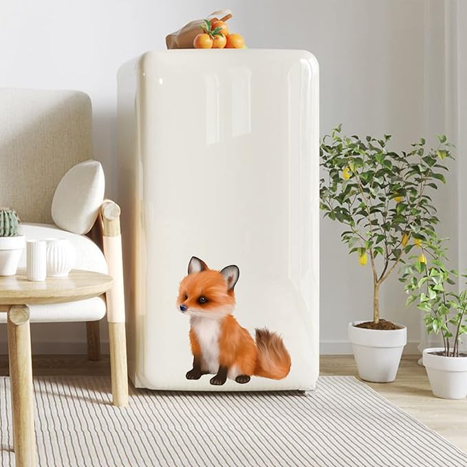 ROFARSO Lifelike Cute Lovely Little Red Fox Animal Wall Stickers Removable Wall Decals Peel and Stick Wall Art Decorations Home Decor for Kid Nursery Baby Bedroom Living Room Playing Room Murals