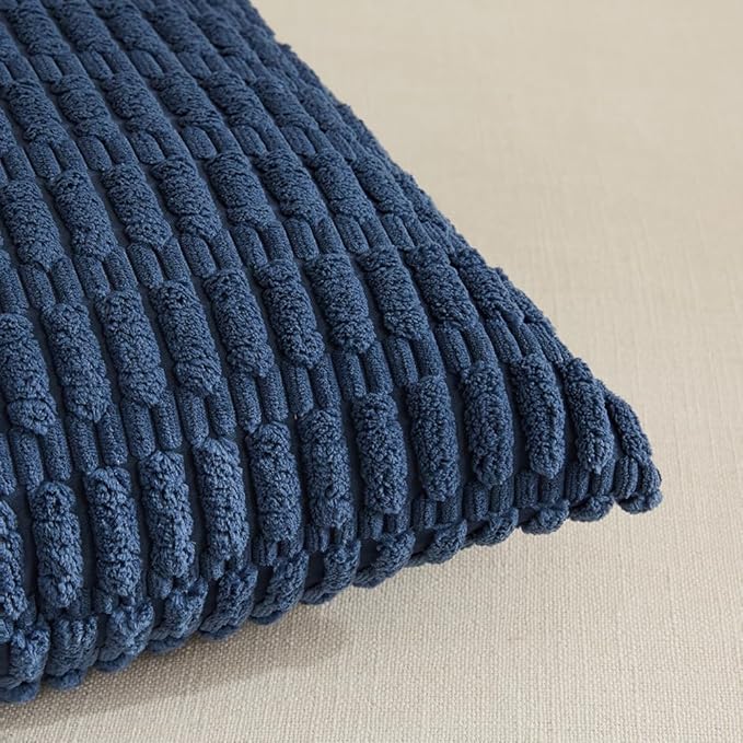 Fancy Homi 2 Packs Dusty Blue Lumbar Decorative Throw Pillow Covers 12x20 Inch for Living Room Couch Bedroom, Soft Corduroy Rectangle Solid Cushion Case 30x50 cm, Rustic Farmhouse Boho Home Decor