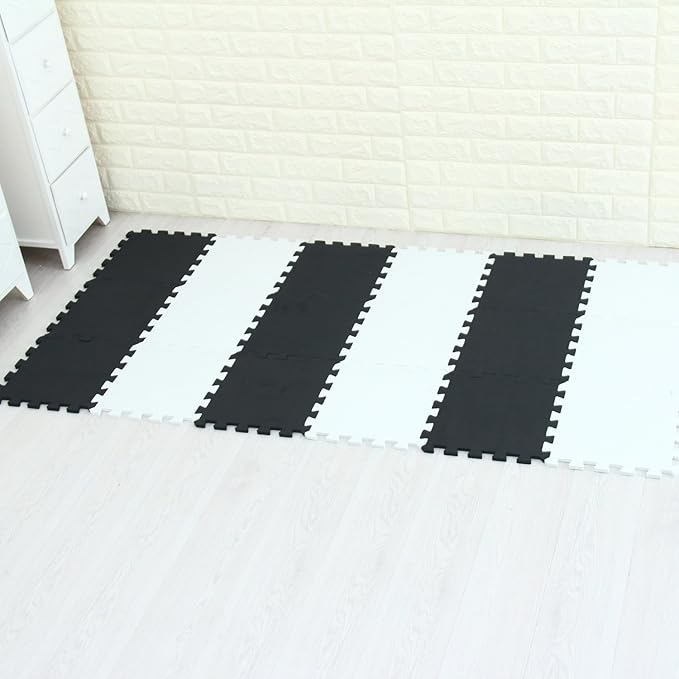 MQIAOHAM® 18 Pieces Puzzle Play Mats, Soft Baby Play Mat, Kids Interlocking Foam Floor Tiles, Toddlers Carpet Playmats G301018-101104