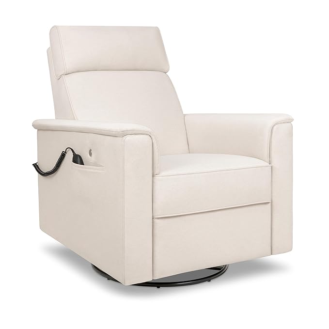 Namesake Willa Deluxe Power Recliner & Swivel Glider with Heat & Massage in Performance Cream Eco-Weave, Built-in USB Charging Port, Greenguard Gold & CertiPUR-US® Certified