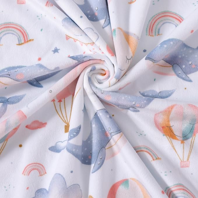 iEvolve Baby Nursery Bed Blankets Ultra Soft Double Layer Mini Blanket Minky Blanket Receiving Blankets Shower Gifts(Whale,45 * 60in)