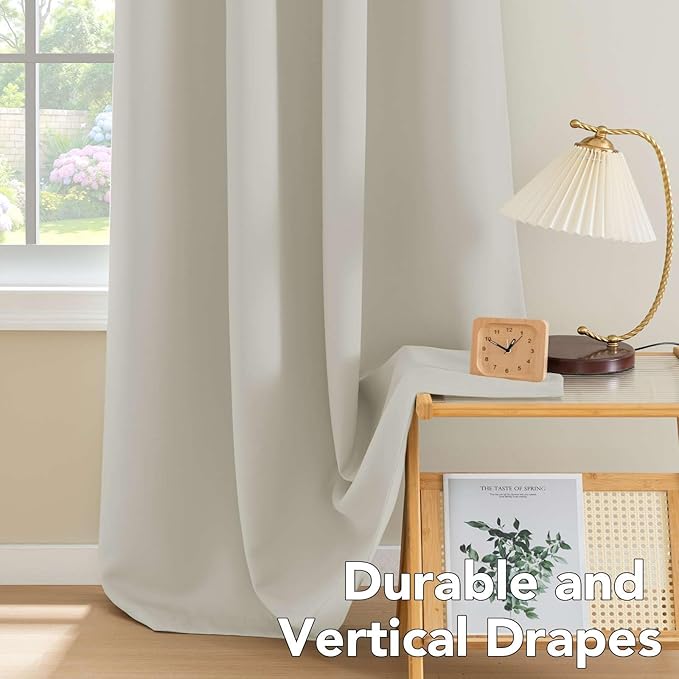H.VERSAILTEX Room Darkening Curtains for Living Room Light Reducing Thermal Insulated Window Treatment Panels/Drapes Grommet Top 2 Panels (Pale Oak - 52 x 84 Inches)