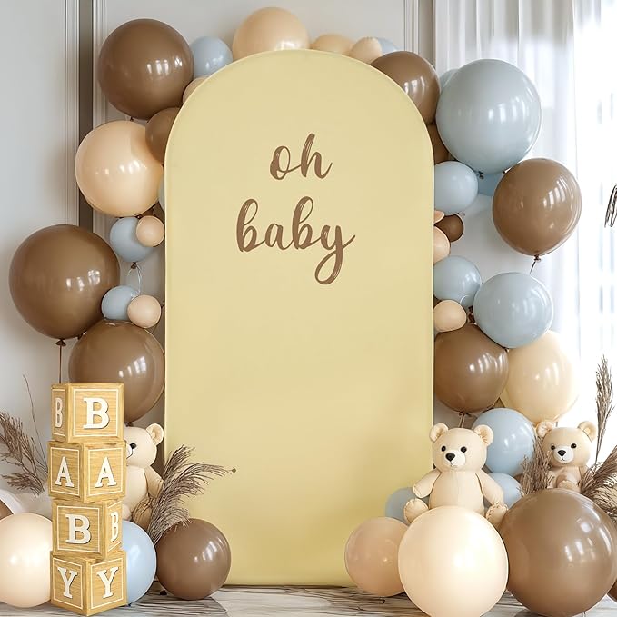 Khaki Arch Backdrop Cover 7.2FT Spandex Fitted Wedding Arch Stand Covers Round Top Chiara Arch Covers Stretchy Backdrop for Birthday Party Ceremony Banquet Decoration