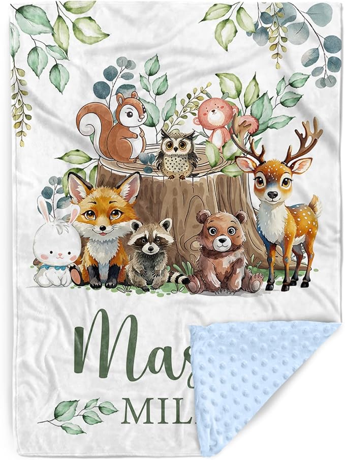 Personalized Baby Blanket with Name – Animal Theme Soft Receiving Blanket for Newborn Boys Girls, Custom, Cozy Nursery Decor for Toddlers