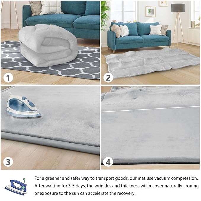 Baby Play Mat for Floor Tummy Time Mat Nursery Muscle Area Rug Playroom Rug Tatami 47"*47" Memory Foam 1.3" Thick Crawling For Babies,Toddlers, Infants, Kids,Floor(Light Gray)