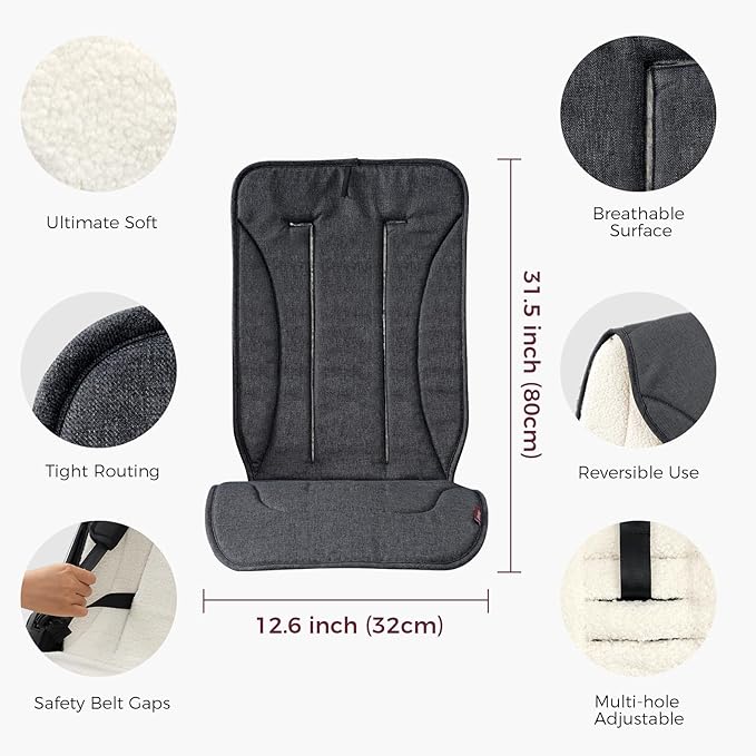 Momcozy Reversible Stroller Cushion | Universal Breathable Stroller Liner | Winter Warm Car Seat Liners | Crib Carriage Cushion Pad | Plush for Winter Use ＆Soft Fabric for All-Season Comfort