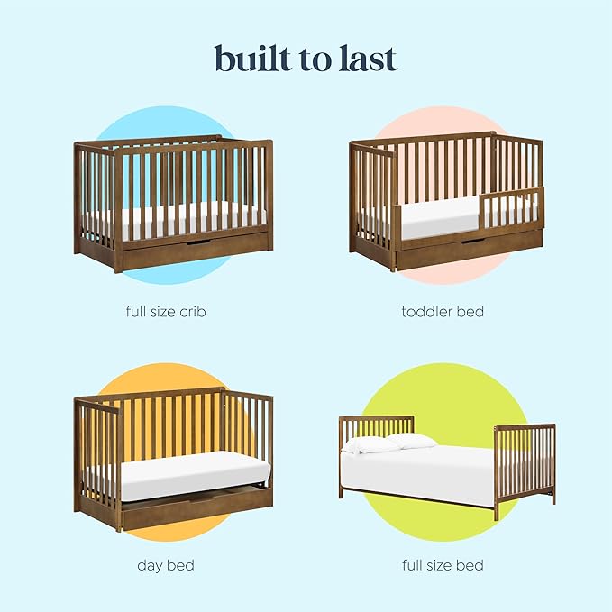 Carter's by DaVinci Colby 4-in-1 Convertible Crib with Trundle Drawer in Walnut, Greenguard Gold Certified, Undercrib Storage