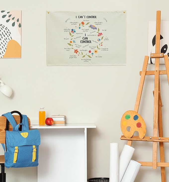 Mental Health Inspirational Rectangular Banner Flag Wall Sign Decor Gift for Boy Girl Kid Teen Classroom Therapy Office Homeschool Reading Room-I can't control the Future-Birthday Christmas Gift