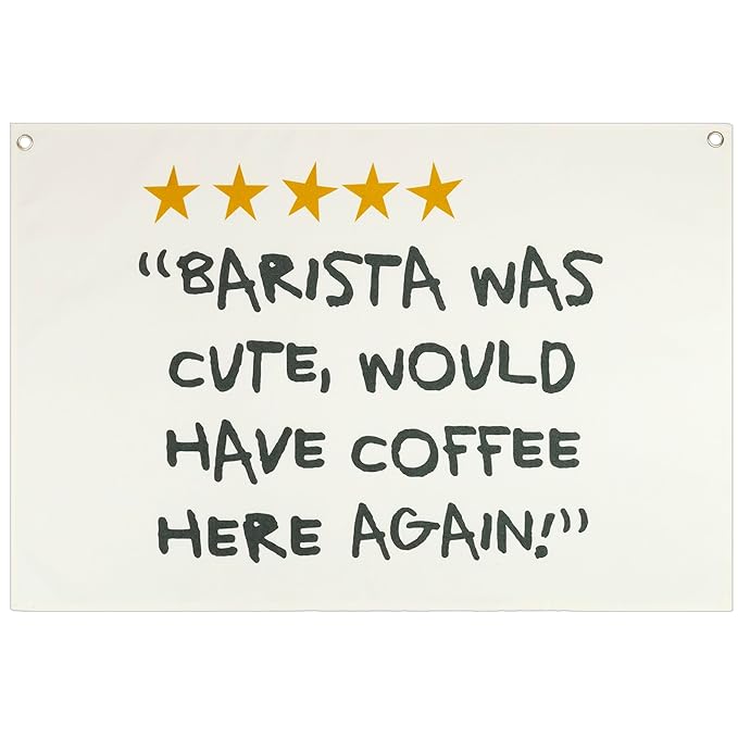 Funny Coffee was Great Barista was Cute-Boho Rectangular Banner Flag Wall Art Decor Gift for Baristas-Kitchen Coffee Reading Room Bedroom Decor-Barista Was Cute-Birthday Christmas Gift