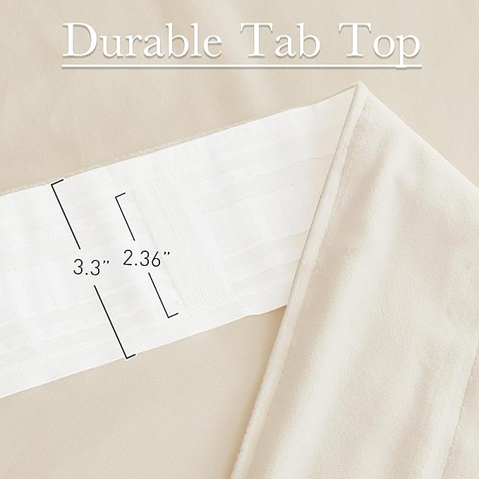 StangH Ivory White Velvet Curtains 94 inches Long Back Tab Soft Thermal Insulated Light Filtering Window Drapes Home Decor for Kids Bedroom Living Room, W52 x L94, 2 Panels