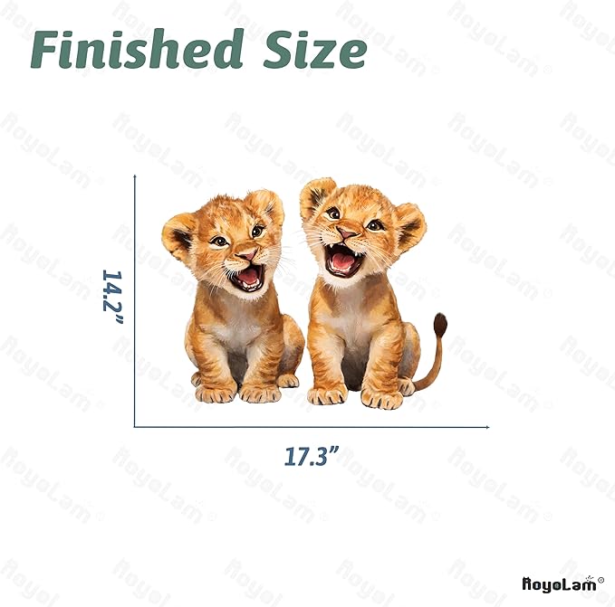Baby Lions Wall Decals Removable Animal Cubs Vinyl Stickers for Nursery Living Room and Kids Playroom Watercolor Decor Peel and Stick Wall Art
