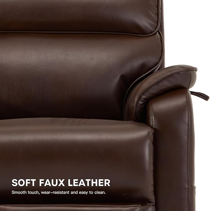 DYNOX 400 LBS Big Tall Man Large-Wide Power Dual Motor Lift Recliners Chairs for Elderly, Lay Flat Lift Chair with Infinite Positions, Heat & Massage, Extended Footrest (9298L,Faux Leather,Brown)