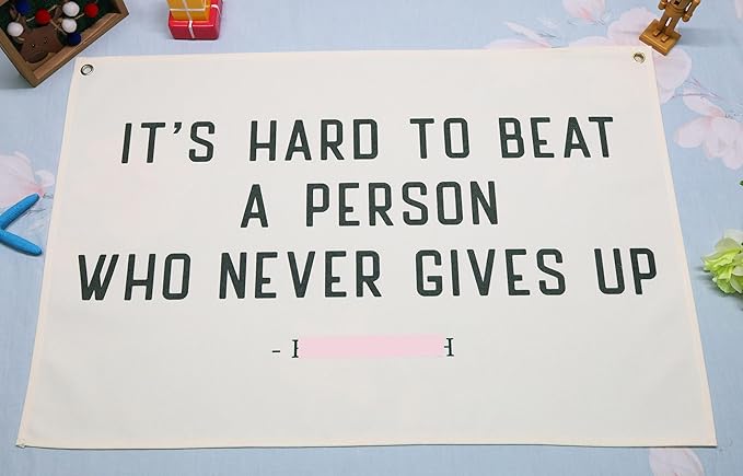 Inspirational Boho Canvas Rectangular Banner Flag Sign Poster Wall Decor Gift for Nursery Reading Room Classroom Bedroom Playroom Door Baby Kids Room-Birthday Christmas Gift-It's Hard To Beat a Person
