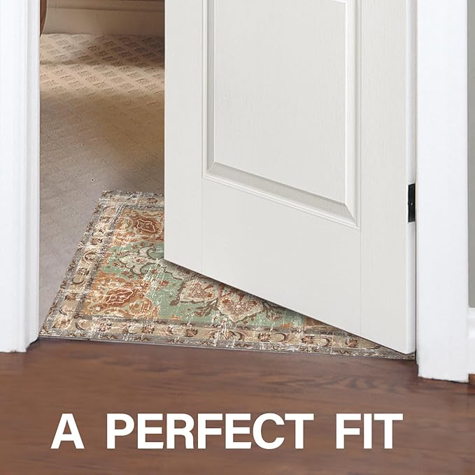 Vhong Boho Washable Area Rugs Vintage Neutral Modern Brick 2x3 Doormat Non Slip Small Carpet for Hallway Bathroom Entryway