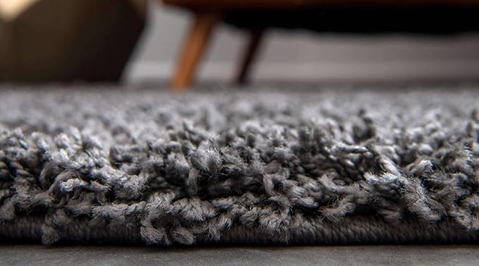 Unique Loom Solid Shag Collection Area Rug (2' 6" x 13' 1" Runner, Graphite Gray)