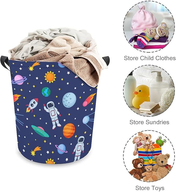Kids Laundry Basket Christmas Basket Space Toy Dirty Clothes Storage Bins Collapsible Laundry Baskets Boys Room Decor Christmas Gifts