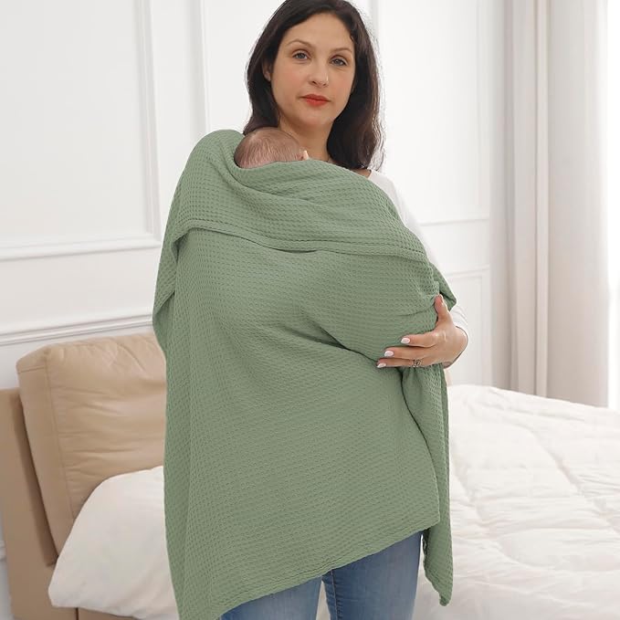 36” X 40” Inches Cooling Baby Waffle Weave Blanket, Ultra-Soft Lightweight Receiving Blanket for Newborn, Breathable Comfortable Baby Swaddle Blanket for Boys and Girls(Sage)