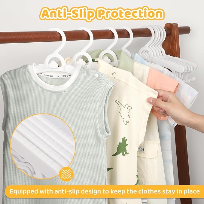 40 Pack Baby Clothes Hangers, 11-15" Adjustable Non-Slip Thickened Kid Hangers for Nursery Closet Toddlers Infant Children to Teenager (White)
