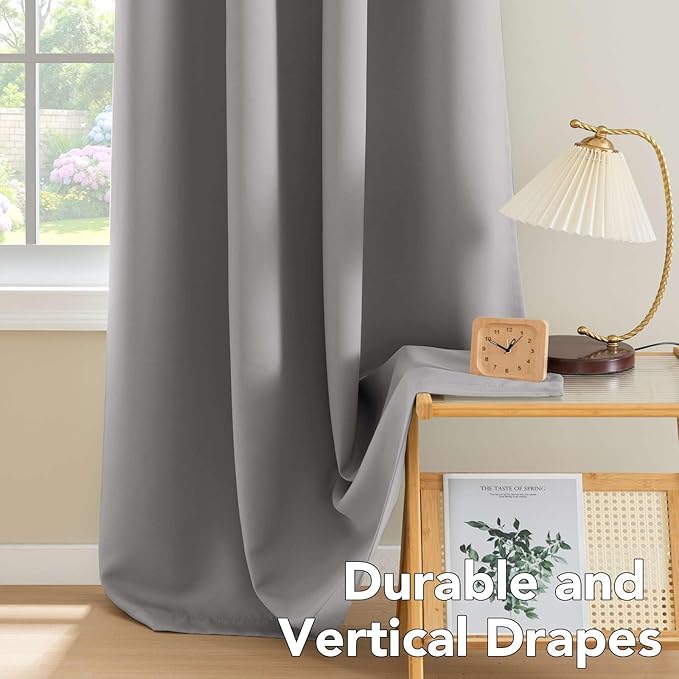 H.VERSAILTEX Blackout Curtains for Bedroom 108 Inches Length, Extra Long Thermal Insulated Grommet Curtains, Room Darkening Window Treatment Draperies/Panels for Living Room, Dove Gray, 2 Panels