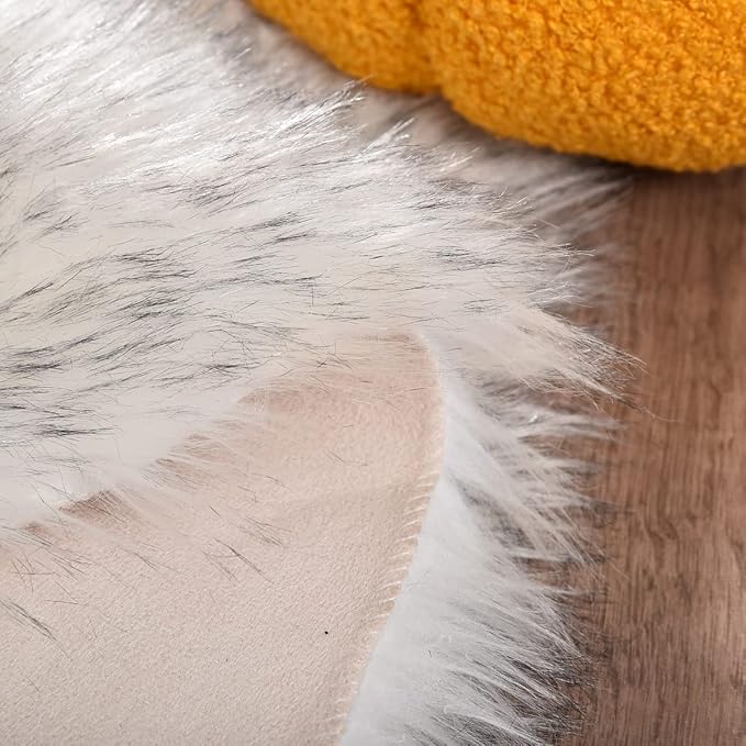 Gray and White Area Rug 6x9 Rugs for Bedroom Fuzzy Plush Large Sheepskin Washable Fluffy Fur Rug for Living Room Nursery Rug