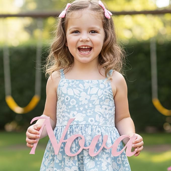 Personalized Wooden Name Sign for Nursery Wall Decor - Custom Wood Letters Name Plate for Kids Room - Customizable Wall Sign for Baby, Family Name, Wedding in Multiple Colors & Fonts (6-84inch)