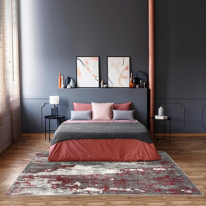 LUXE WEAVERS Lagos Collection 7681 Red 2x7 Modern Abstract Area Rug