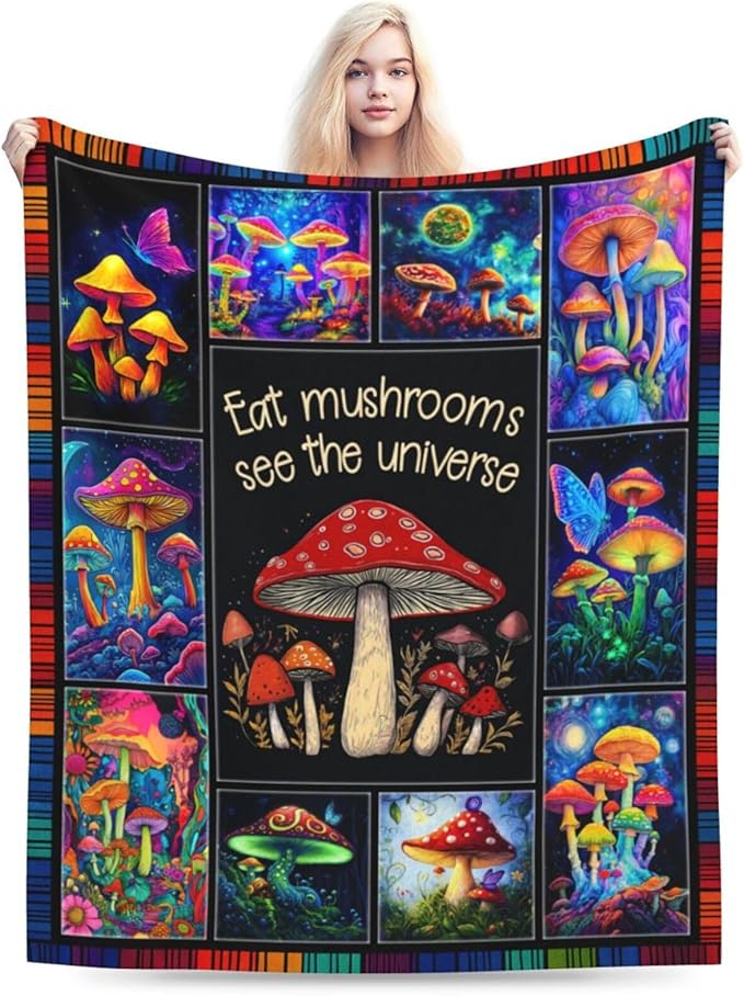 Mushroom Blanket Mushroom Decor Throw Blanket Super Soft Flannel Lightweight Fluffy Plush Fuzzy Fleece Forest Blanket Gifts for Girl Baby Woman Boys Kids Adults Man for Bed Sofa 40"X50"
